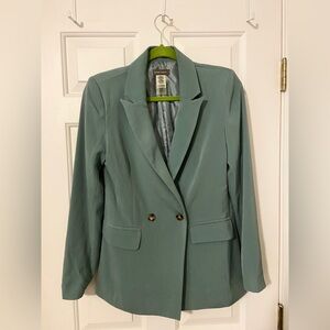 Sans Souci Blue / Green Double-Breasted Relaxed Blazer